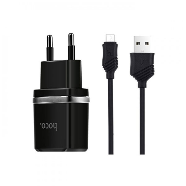 Charger HOCO C12 + microUSB (2.4A) black - Mobiiliabi