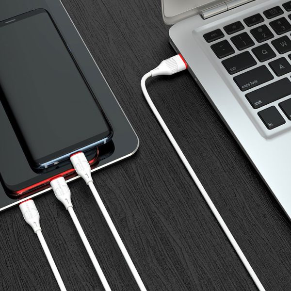 USB cable Borofone BX17 3in1 microUSB-Lightning-Type-C white - Image 2