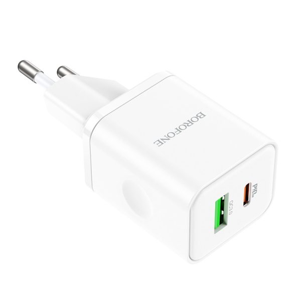 Сетевая зарядка Borofone BN7 20W USB-C/USB-A белая — изображение 2