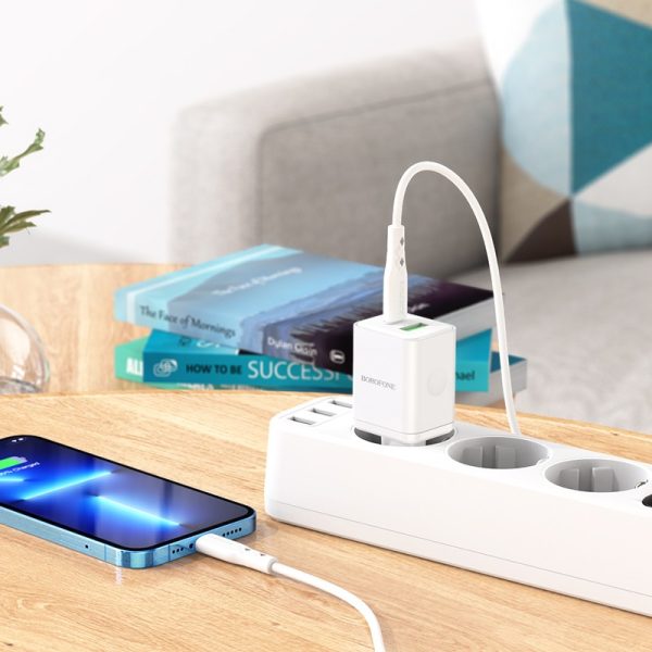 Сетевая зарядка Borofone BN7 20W USB-C/USB-A белая — изображение 4