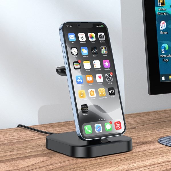 Wireless charger Hoco CW43 Graceful 3-in-1 black - Image 4