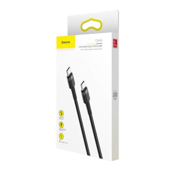 Cable Baseus Cafule PD Type-C to Type-C 3A 60W gray-lack 1.0m CATKLF-GG1 - Image 3
