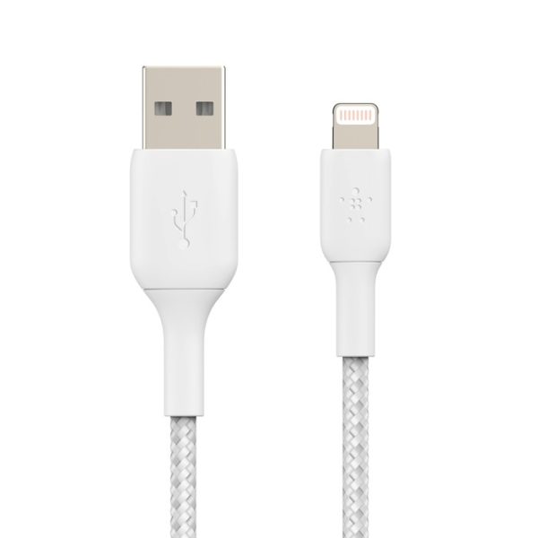 USB кабель Belkin Boost Charge Braided USB-A to Lightning 1m белый — изображение 2