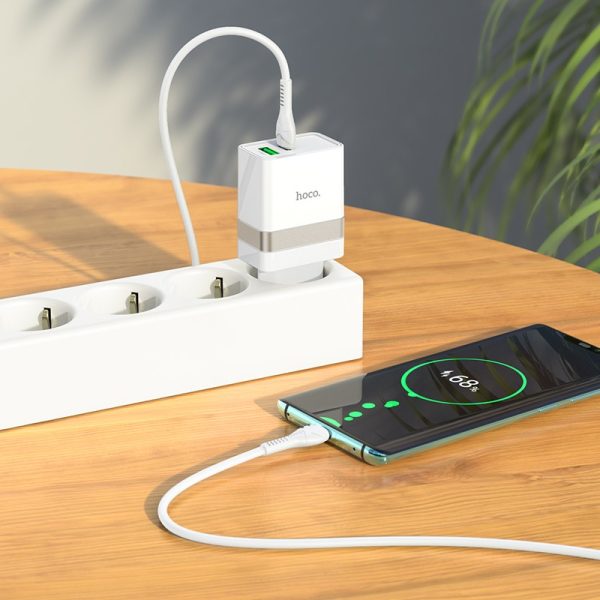 Charger Hoco N21 30W USB-C/USB-A + USB-C to USB-C cable 1.0m white - Image 3