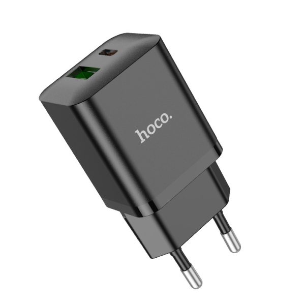 Charger Hoco N28 20W USB-C/USB-A black - Image 3