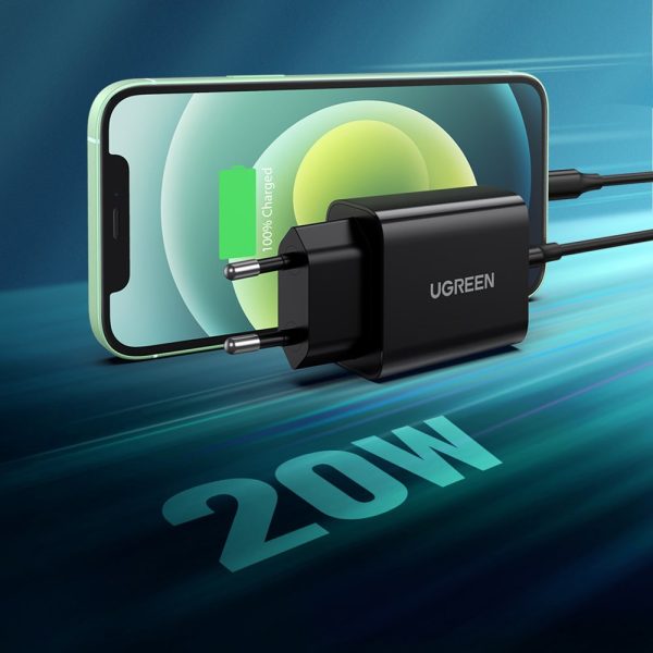 Сетевая зарядка Ugreen CD137 20W USB-C черная — изображение 2