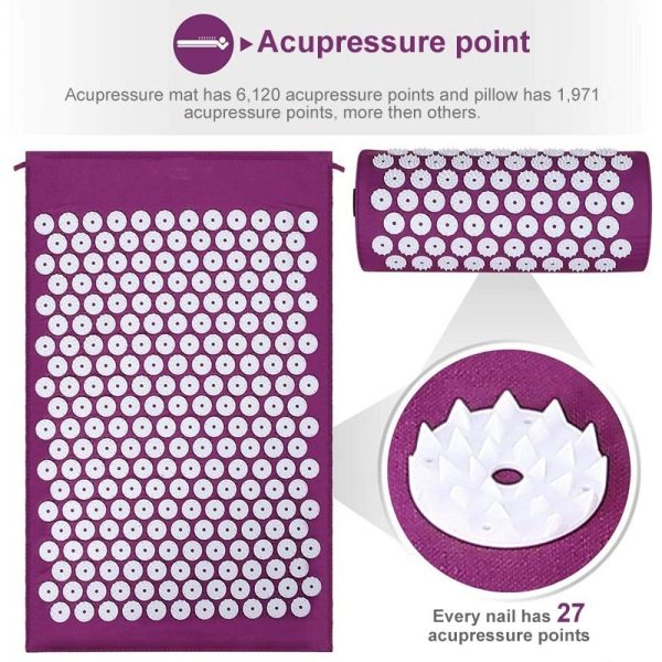Acupressure massage mat with cushion MM-001 pink - Image 2