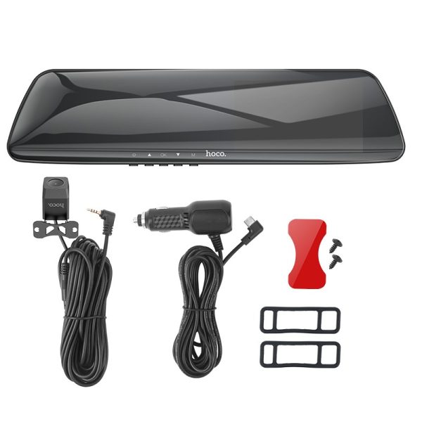 Автомобильный видеорегистратор Hoco DV4 Dual Channel Rearview Mirror Driving Recorder — изображение 3