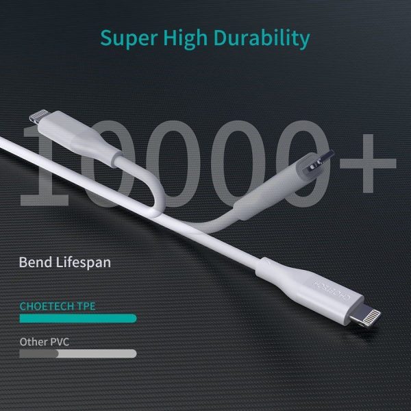 USB cable Choetech IP0040 MFi USB-C to Lightning PD30W 1.2m white - Image 2