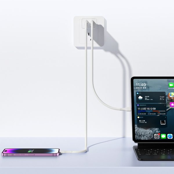 Сетевая зарядка Awei C15L-EU 10W 2xUSB-A + USB-A to Lightning cable 1.0m белая — изображение 2