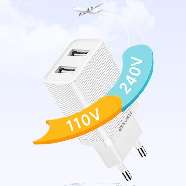 Сетевая зарядка Awei C15L-EU 10W 2xUSB-A + USB-A to Lightning cable 1.0m белая — изображение 3