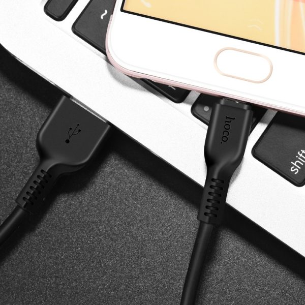 USB кабель Hoco X20 USB-A to MicroUSB 2.0m черный — изображение 3