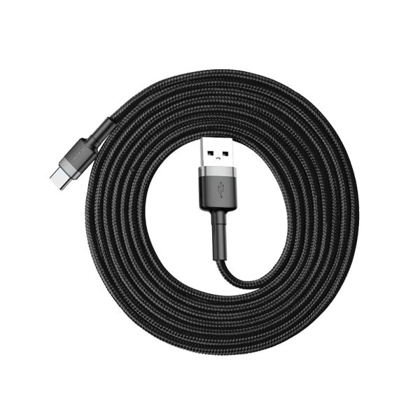 USB cable Baseus Cafule Type-C 2.0m 2A gray-black CATKLF-CG1 - Image 3