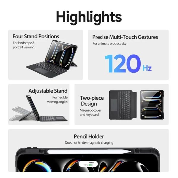 Чехол с клавиатурой Dux Ducis DK Apple iPad Pro 13 2024 черный — изображение 2