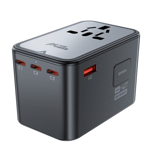 Универсальное зарядное устройство для путешествий Acefast Z1 75W GaN 2xUSB-A/3xUSB-C черный — изображение 3