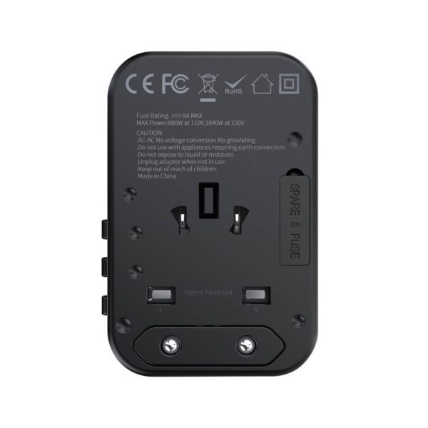 Универсальное зарядное устройство для путешествий Choetech PD5009 65W 2xUSB-C/USB-A черный — изображение 2