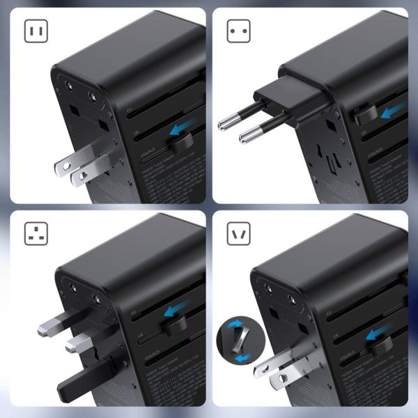 Универсальное зарядное устройство для путешествий Choetech PD5009 65W 2xUSB-C/USB-A черный — изображение 4