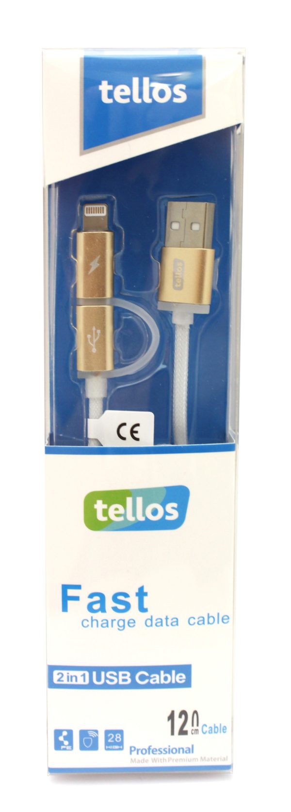 USB cable Tellos TPE 2in1 microUSB-Lightning gold, 1.2m