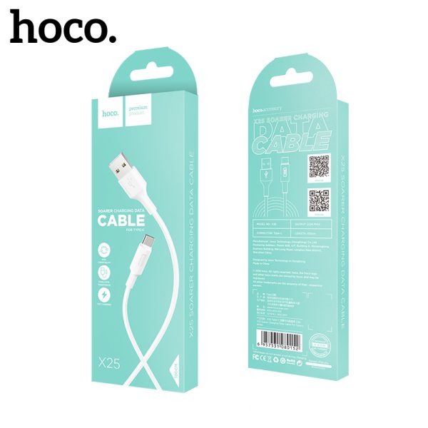 USB кабель HOCO X25 Type-C 1.0m белый