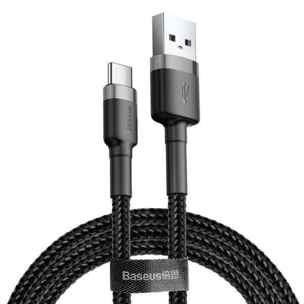 USB cable Baseus Cafule Type-C 1.0m 3A gray-black CATKLF-BG1