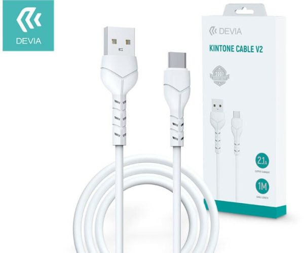USB кабель Devia Kintone Type-C 1.0m белый 5V 2.1A