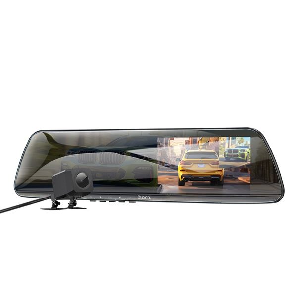 Автомобильный видеорегистратор Hoco DV4 Dual Channel Rearview Mirror Driving Recorder