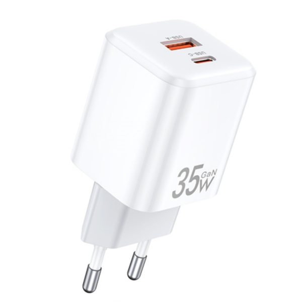 Сетевая зарядка Awei PD66-EU 35W GaN USB-A/USB-C белая
