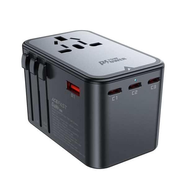 Универсальное зарядное устройство для путешествий Acefast Z1 75W GaN 2xUSB-A/3xUSB-C черный