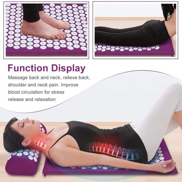 Acupressure massage mat with cushion MM-001 burgundy - Image 2