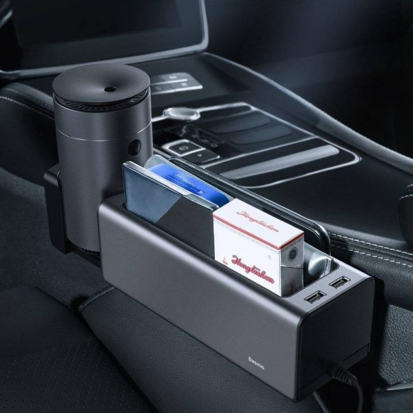 Metal Armrest Console Organizer Baseus Deluxe dual USB black CRCWH-A01 - Image 2