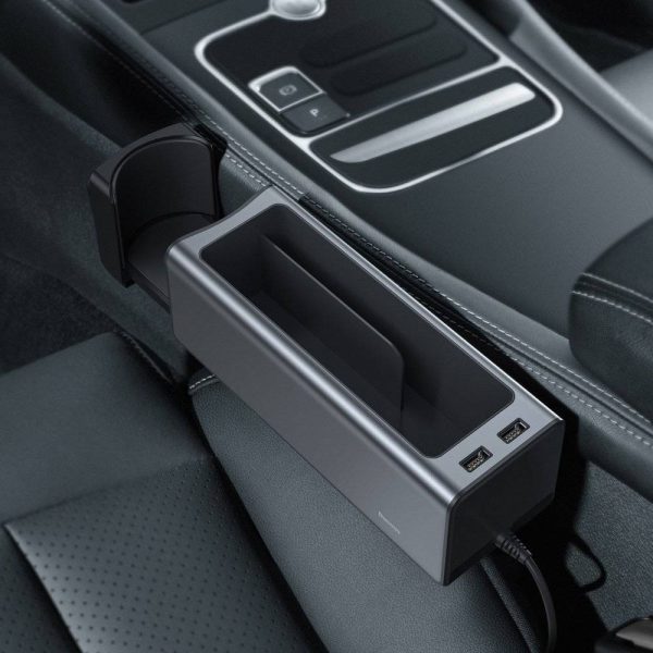 Metal Armrest Console Organizer Baseus Deluxe dual USB black CRCWH-A01 - Image 3