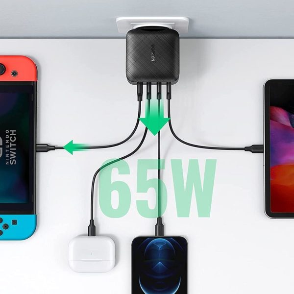 Сетевая зарядка Ugreen CD224 65W GaN 3xUSB-C/USB-A белая — изображение 4