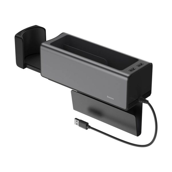 Metal Armrest Console Organizer Baseus Deluxe dual USB black CRCWH-A01
