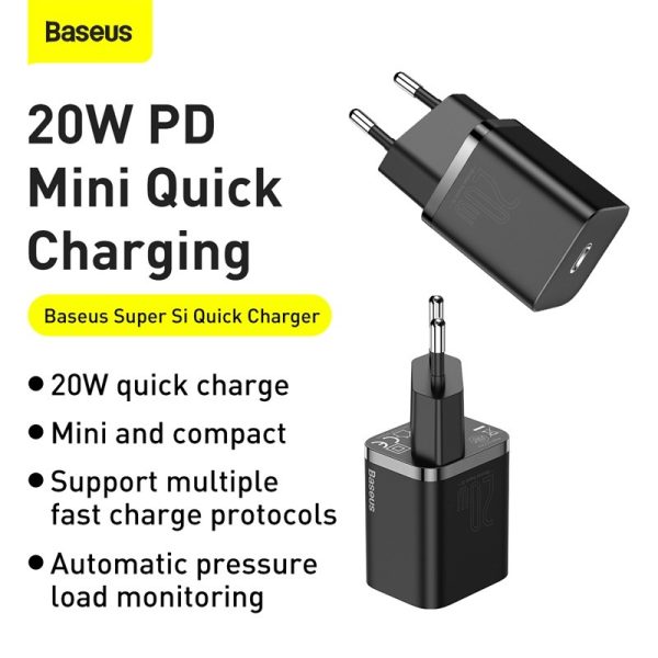 Сетевая зарядка Baseus Super Si 20W USB-C черный CCSUP-B01 — изображение 4