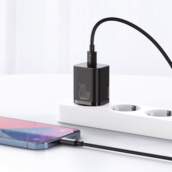Charger Baseus Super Si 20W USB-C + USB-C to Lightning cable 1.0m black TZCCSUP-B01 - Image 4