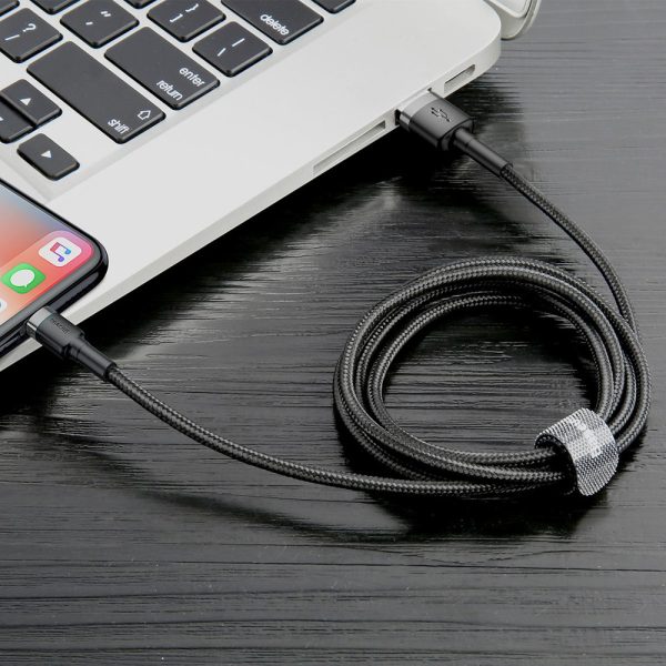 USB cable Baseus Cafule USB-A to Lightning 1.5A 2.0m gray-black CALKLF-CG1 - Image 3