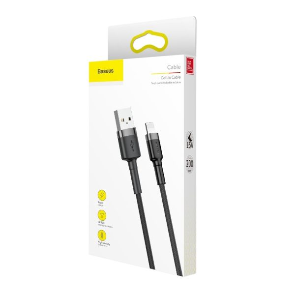 USB cable Baseus Cafule USB-A to Lightning 1.5A 2.0m gray-black CALKLF-CG1 - Image 4