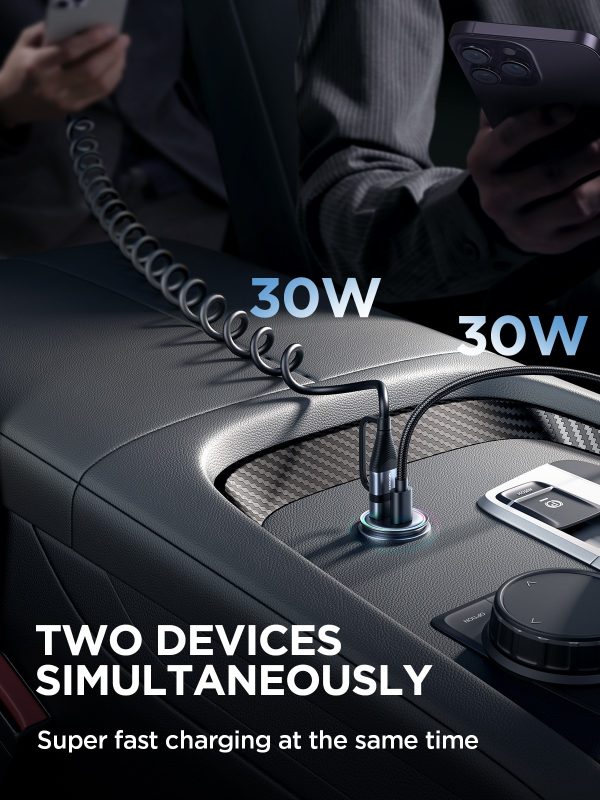 Car charger Joyroom JR-CCN04 USB-C/USB-A 60W black - Image 3