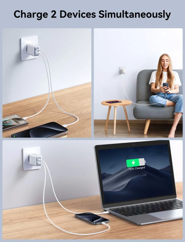 Сетевая зарядка Joyroom JR-TCF15 30W USB-C/USB-A белая — изображение 3