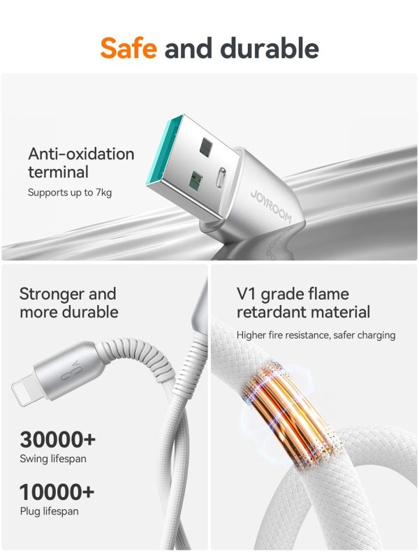USB cable Joyroom S-A51 USB-A to Lightning 3A 1.2m light gray - Image 4