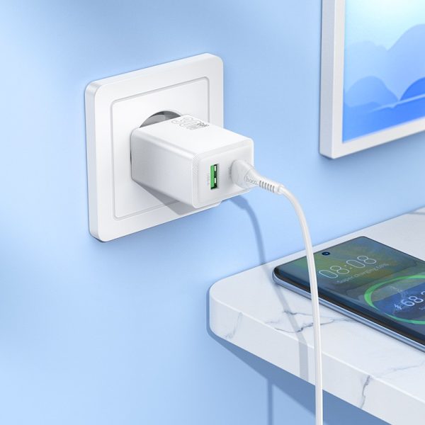 Сетевая зарядка Hoco N71 30W GaN USB-C/USB-A белая — изображение 3