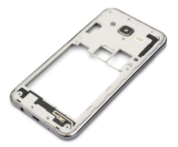 Средний корпус Samsung J500 J5 2015 серебрянный (золотистый) c зуммером и боковыми кнопками оригинал (used Grade B)