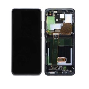 Дисплей Samsung G988 S20 Ultra с сенсорным экраном и рамкой Cosmic Black оригинал (assembled service pack)