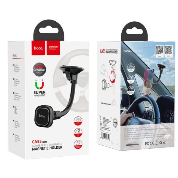 Universal car phone holder HOCO (CA55) Astute window mounting,magnetic black,