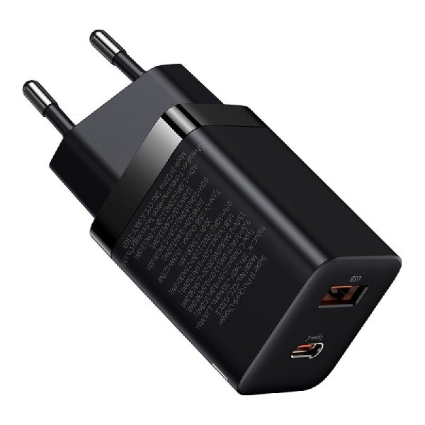 Charger Baseus (CCSUPP-E01) (1xUSB-C;1xUSB 3A 30W) black
