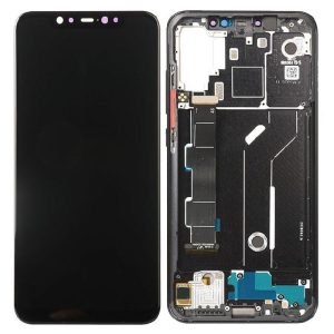 LCD screen Xiaomi Mi 8 with touch screen and frame Black original (service pack)