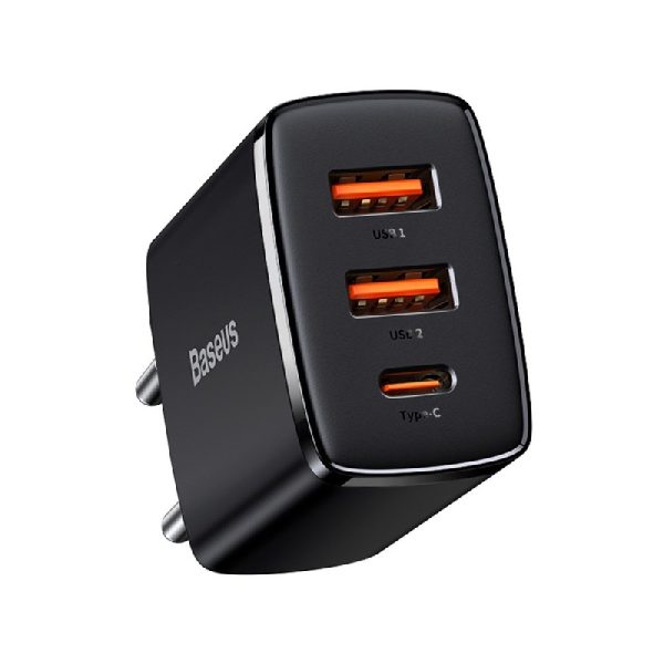 Сетевая зарядка Baseus (CCXJ-E01) (1xUSB-C;2xUSB 3A 30W) черный