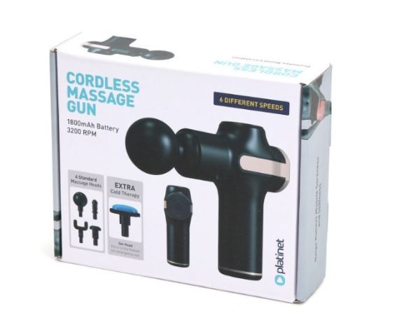 PLATINET MASSAGE GUN MINI (25W; 1800mAh; 3200rpm; 5 massage tips)