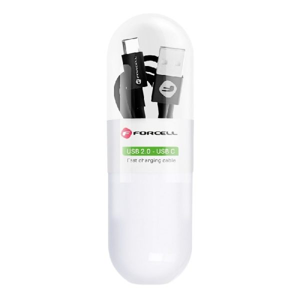 USB кабель Forcell TUBE (C319) type-C (2.1A) 1m черный