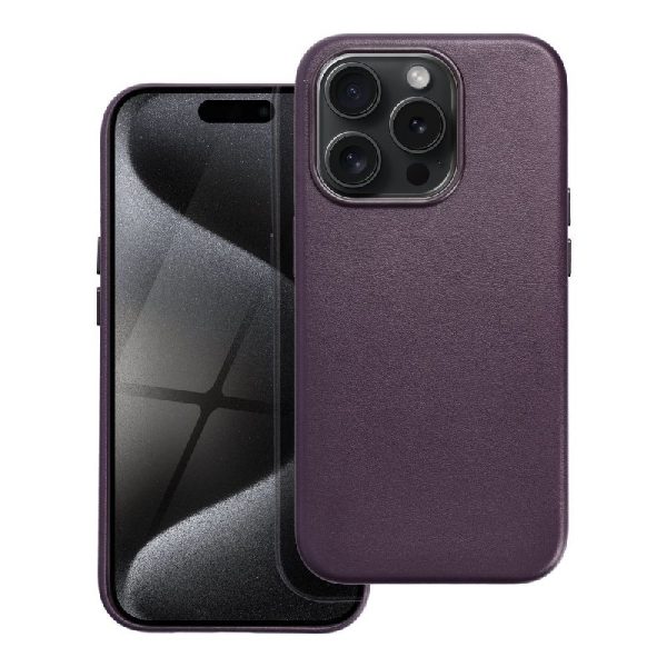 Case Leather Mag Cover (MagSafe) for iPhone 15 Pro Max purple